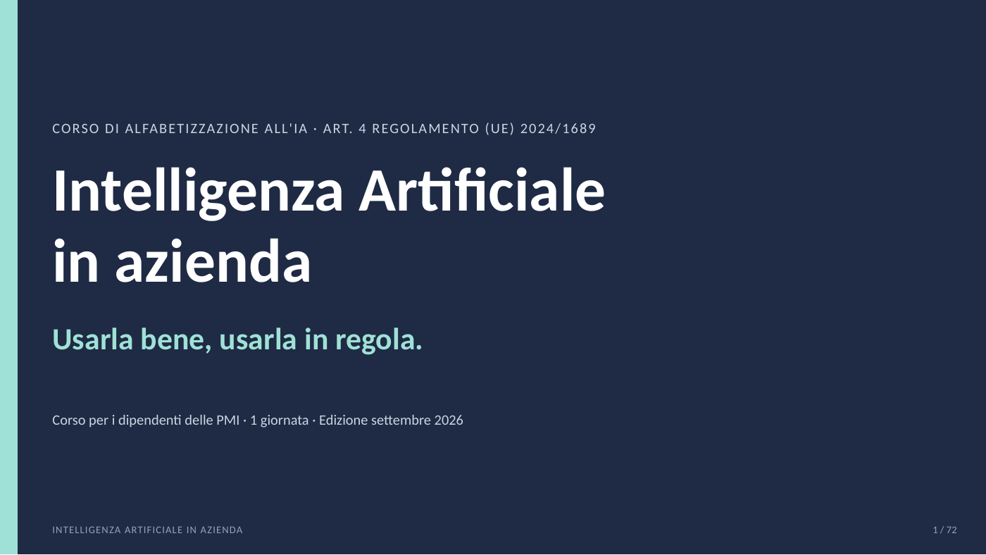 Copertina dei materiali del corso Intelligenza artificiale in azienda